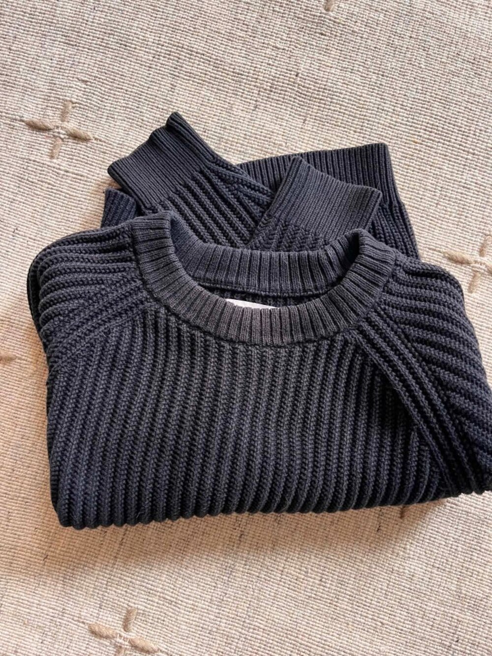 Steven Alan 100% Cotton Heavy-Weight Crewneck Sweater in Black